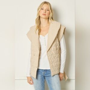 Entro Heart Shaped‎ Puff Vest in Tan